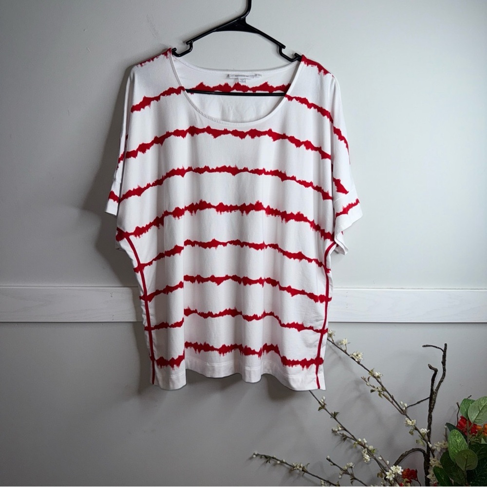 Chico's Vibrant Red and White Tee